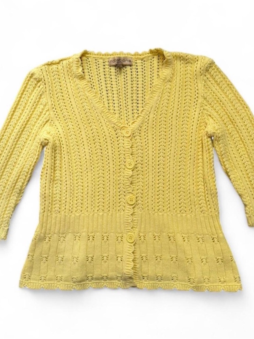 Yellow Knit Button Cardigan Sweater